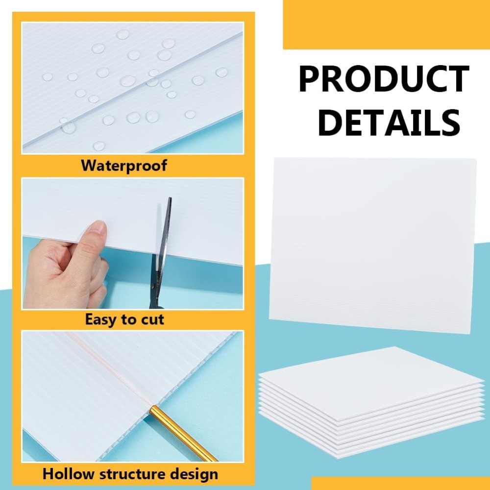 10 Sheets White Corrugated Pla - Yard Sign Blank ulasan dan harga
